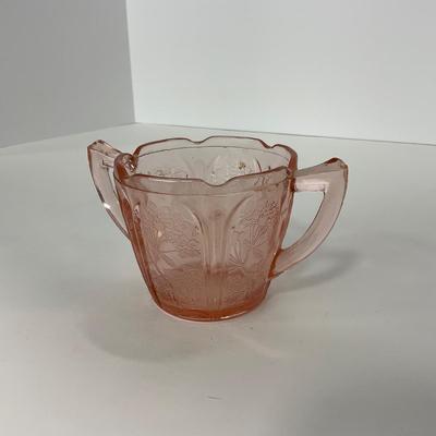 -280- GLASSWARE | Cherry Blossom Jeanette Glass Co. | Sherbets & Covered Sugar