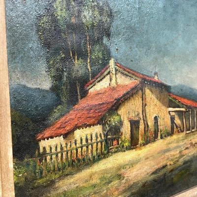 LOT 5 - Antique California Adobe Oil Painting