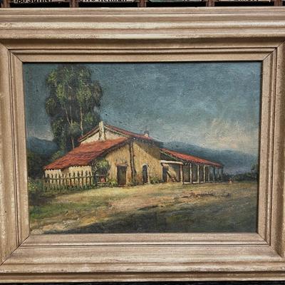LOT 5 - Antique California Adobe Oil Painting
