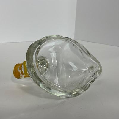 -283- GLASSWARE | Vintage Depression Glass Duck | Painted Trinket Box