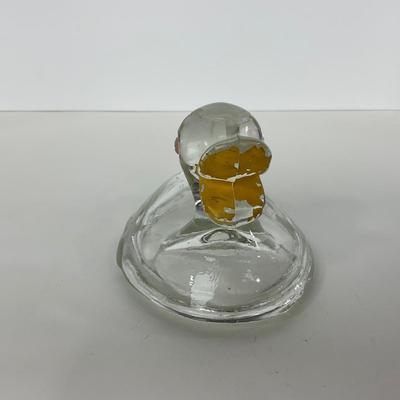 -283- GLASSWARE | Vintage Depression Glass Duck | Painted Trinket Box