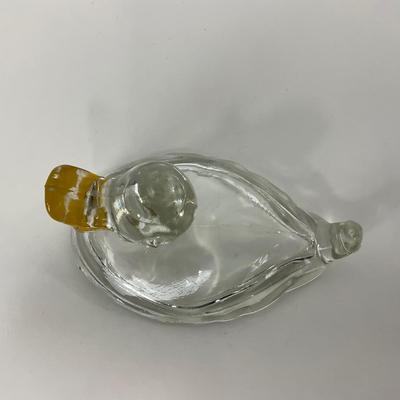 -283- GLASSWARE | Vintage Depression Glass Duck | Painted Trinket Box