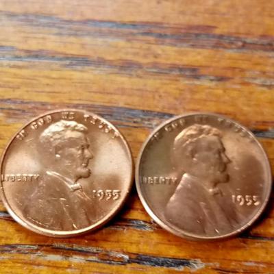 LOT 106 TWO 1955 LINCOLN PENNIES