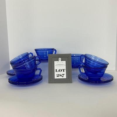 -287- GLASSWARE | Moderntone Hazel Atlas Glass Co. | Cups & Saucers