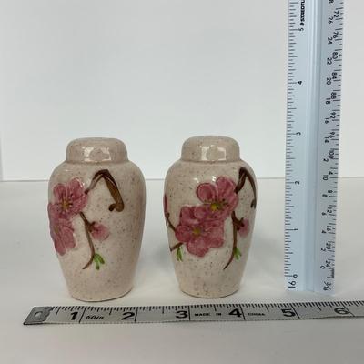 -293- POTTERY | Poppytrail Peach Blossom Metlox | Tea Pot, Salt & Pepper Shakers