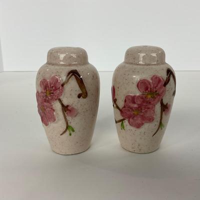 -293- POTTERY | Poppytrail Peach Blossom Metlox | Tea Pot, Salt & Pepper Shakers