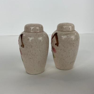 -293- POTTERY | Poppytrail Peach Blossom Metlox | Tea Pot, Salt & Pepper Shakers