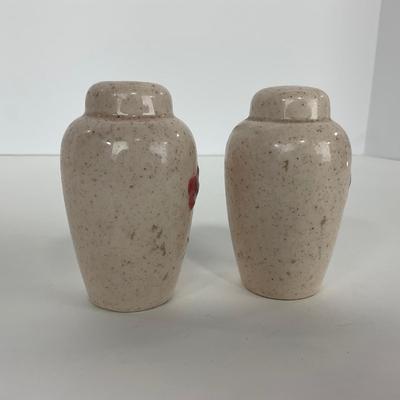 -293- POTTERY | Poppytrail Peach Blossom Metlox | Tea Pot, Salt & Pepper Shakers
