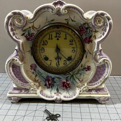 Antique Porcelain Clock with Key