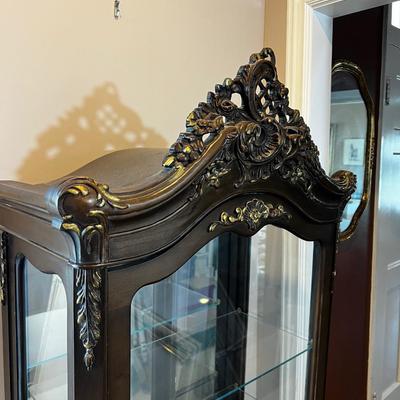 Carved French Curio Cabinet Antique Reproduction 