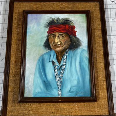 D E Miller Native American Man Red Bandana 