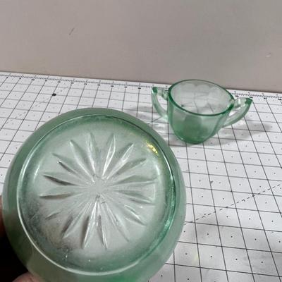 Green Depression Glass Cream & Sugar Set 