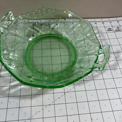 Green Glass Serving Bowl and Platter 
