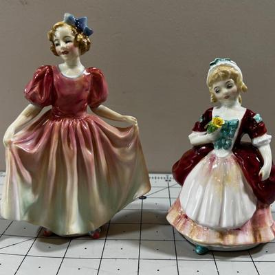 Pair of Royal Doulton Figurines (Peach Rust Color) 