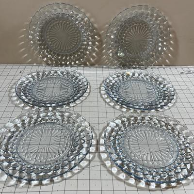 Anchor Hocking BUBBLE 6 Plates SAPPHIRE BLUE 