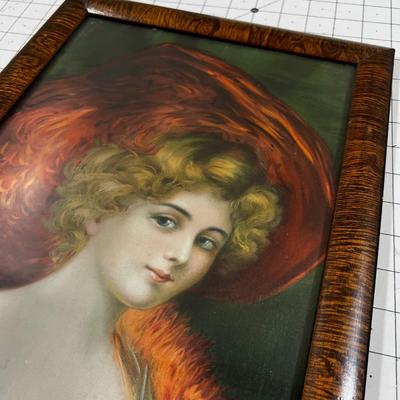 Antique Print of Lady in Red 