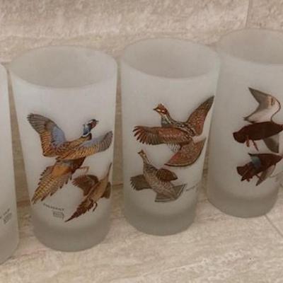 Lot Of Five Vintage Game Bird Bar Glasses By Artist Lynn Bogue Hunt