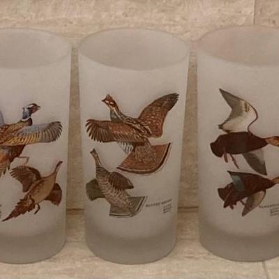 Lot Of Five Vintage Game Bird Bar Glasses By Artist Lynn Bogue Hunt