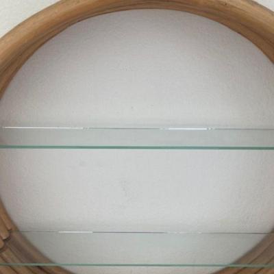 Round Bamboo Display With Two Glass Shelves