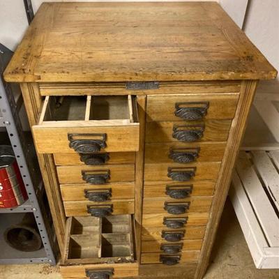 Vintage Hamilton Twenty Drawer Oak Cabinet