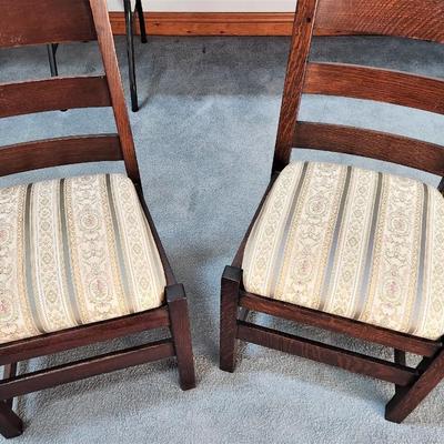 Lot #140  Pair of Vintage Solid Oak Mission Style Side Chairs