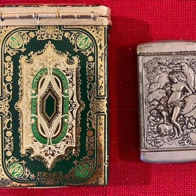 Vintage Cigarette Box And Sterling Match Holder