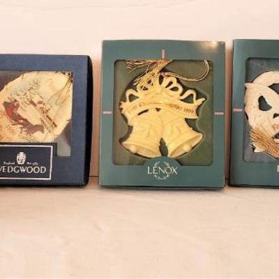Lot #142  Four LENOX Ornaments - 1 Wedgwood -  with boxes