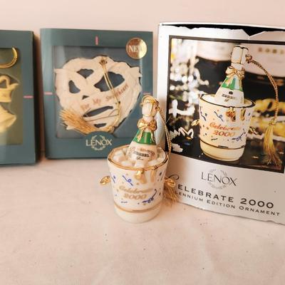 Lot #142  Four LENOX Ornaments - 1 Wedgwood -  with boxes