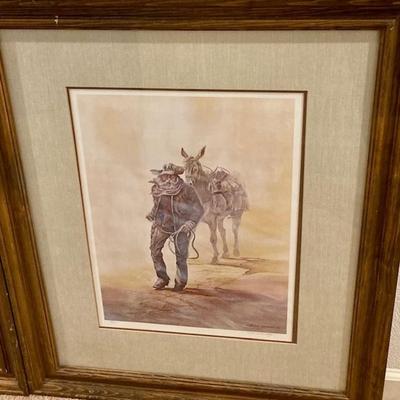 Four Signed And Framed Western Prints By Carlos Hadaway