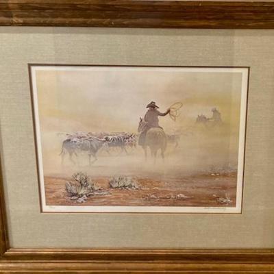 Four Signed And Framed Western Prints By Carlos Hadaway