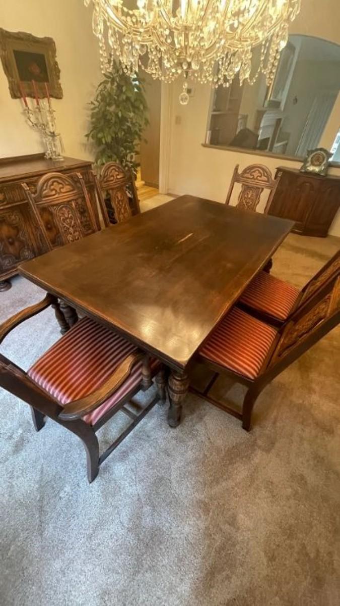 Vintage Spanish Style Dining Table With Six Chairs