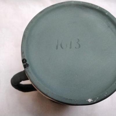Rare Antique Schafer & Vater Green Jasperware 3-5/8" Pitcher / Jug, 18th C Portraits Circa 1910 (Germany)