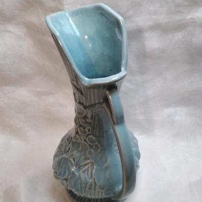 Vintage 1940's Blue Mccoy Pottery Grape Vine & Leaves Ewer