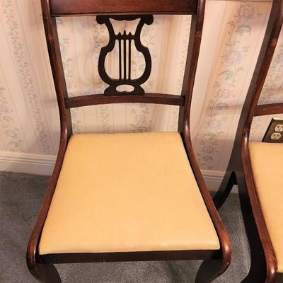Lot #152  Set of 4 Lyre-Backed Vintage Chairs