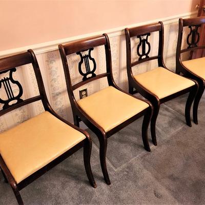 Lot #152  Set of 4 Lyre-Backed Vintage Chairs
