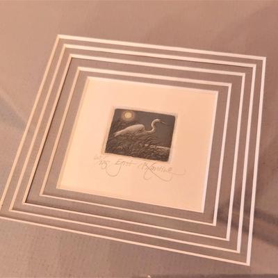 Lot #153 Interesting Small Contemporary Engraving - signed/numbered EGRET