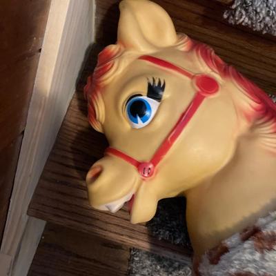 1960â€™s RUBBER HEAD SPOTTED PINTO THE PONY RIDING TOY