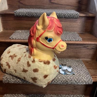 1960â€™s RUBBER HEAD SPOTTED PINTO THE PONY RIDING TOY