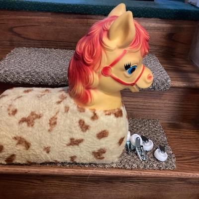1960â€™s RUBBER HEAD SPOTTED PINTO THE PONY RIDING TOY