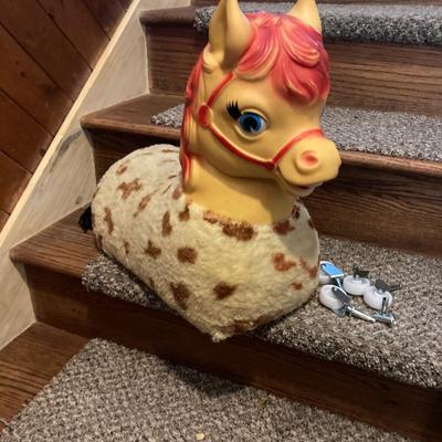 1960â€™s RUBBER HEAD SPOTTED PINTO THE PONY RIDING TOY