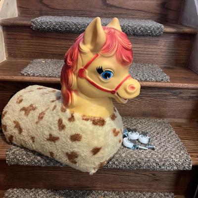 1960â€™s RUBBER HEAD SPOTTED PINTO THE PONY RIDING TOY