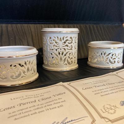 LENOX 24k Gold Accented  BONE CHINA VOTIVES WITH COA