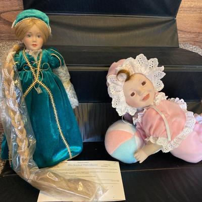DANBURY MINT STORYBOOK RAPUNZEL DOLL AND PORCELAIN BABY JESSICA