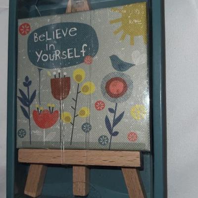 mini believe in yourself art stand with art