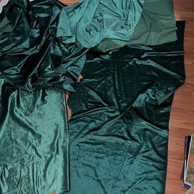 lot of emerald green velvet fabric scraps