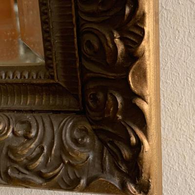 Beveled Mirror with Carved Wood Gilded Frame