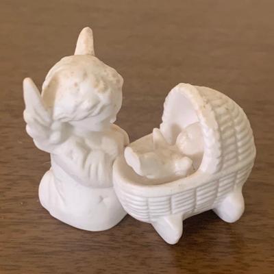 Goebel Angel at Wicker Crib porcelain figurine