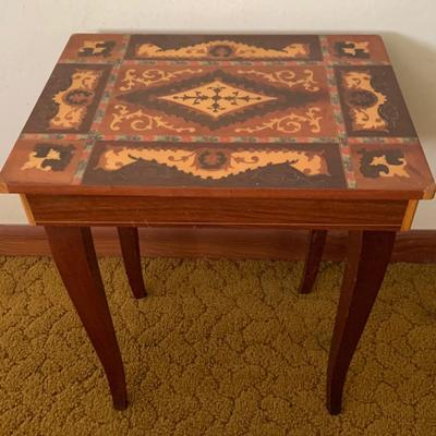 Inlaid Italian Mosaic Music Box Table