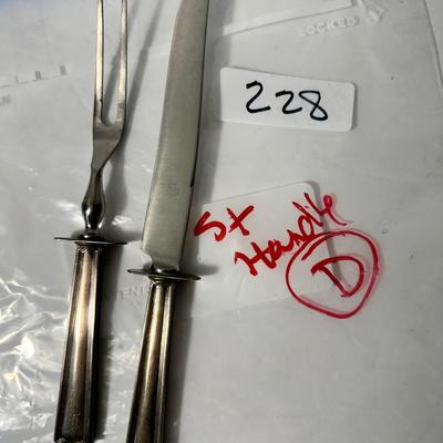 Antique Sterling Silver Monogram Carving Set