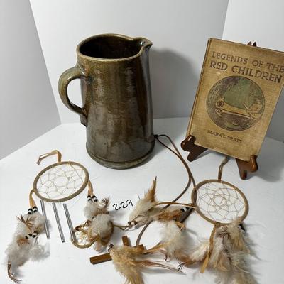 Antique Book, Pottery, Dream Catcher Lot